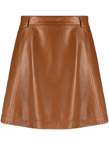 【RALPH LAUREN SPORT】LAMB LEATHER SKIRT Polo Ralph Lauren A-Line Leather Skirt - Brown Lamb Leather