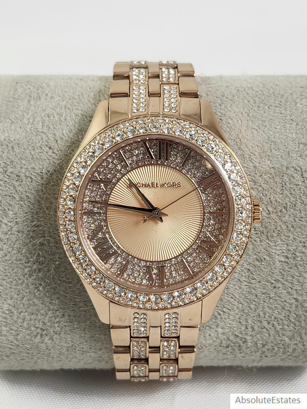 豊良　　MICHAEL KORS腕時計 NEW Michael Kors Harlowe Pave Crystal Rose Gold Glitz Watch