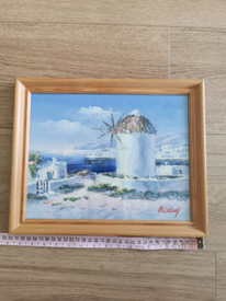 Greek Artist painting with Wooden Picture Frame 32cm*27cm