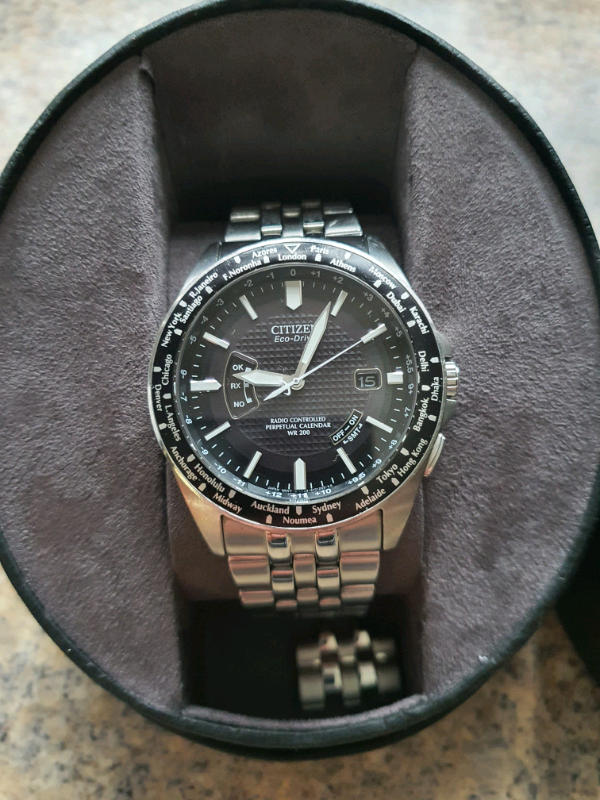 Citizen eco drive perpetual calendar radio controlled watch in