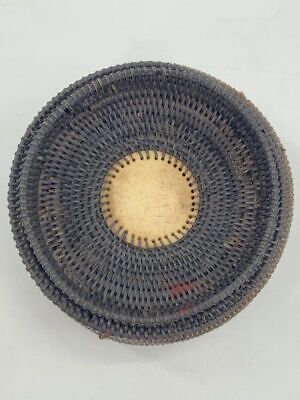 Antique/VTG Native Alaskan Iñupiaq Handwoven 4.5" Baleen Basket w/ Seal Finial