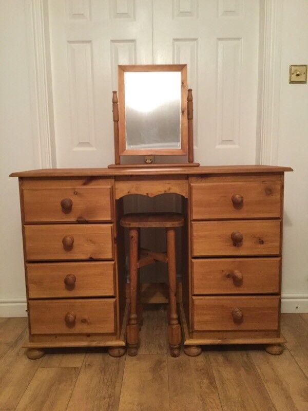 Solid Pine Dressing Table Stool And Mirror In Telford Shropshire