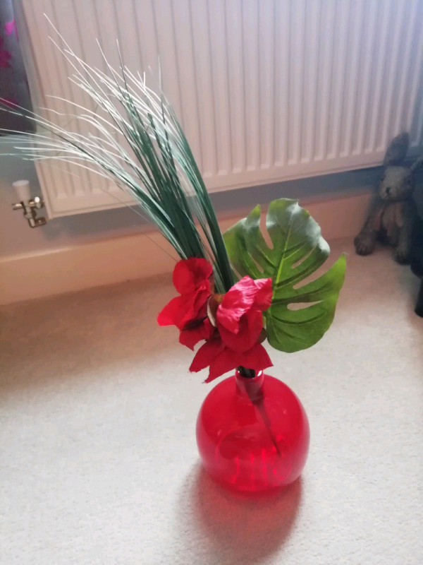 Tk Maxx Glass Vase With Artificial Flower in Eccleston, Merseyside