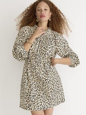 JCrew Mini Winona Loepard Dress SIZE M