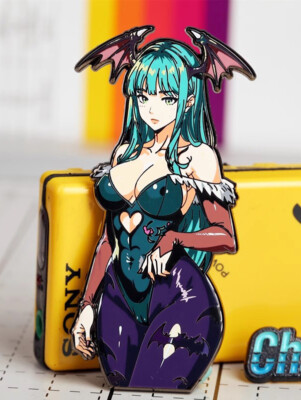 Darkstalkers Vampire Morrigan Aensland Enamel 2.8'' Pin Metal Badge Figure Anime