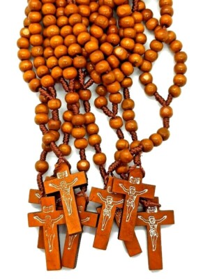 hand knotted Rosary pink with intermediate beads made of real olive wood