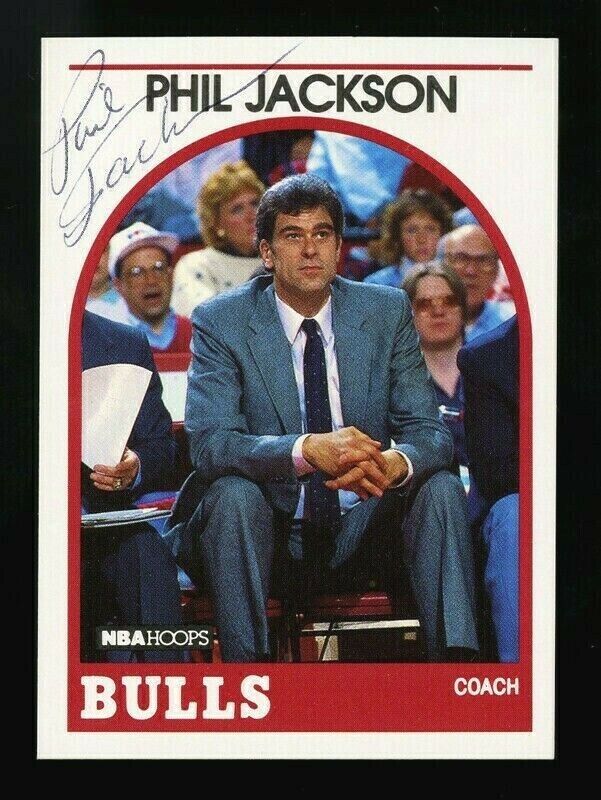 1989 HOOPS #266 PHIL JACKSON PERIOD BLACK PEN INK AUTOGRAPH ROOKIE COACHING CARD. rookie card picture
