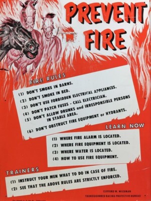 Horse Barn, Trainer's Fire Prevention NEW METAL SIGN: 12x16'' and Free Ship.