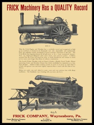 1915 Frick Steam Engine Tractor & Thresher NEW METAL SIGN: 9x12'' Free Shipping