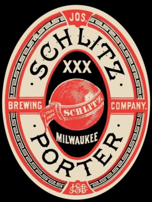 Joseph Schlitz Porter Beer DIECUT Metal Sign 18'' Tall USA STEEL 3 lbs.