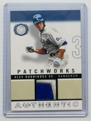 2003 Fleer Alex Rodriguez Patchworks Blue GU Patch #51/300 Rangers