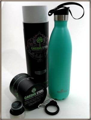Greens Steel Wasserflasche 700 ml Edelstahl doppelwandig auslaufsicher türkis