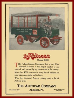 1916 Autocar Trucks NEW Metal Sign: Adams Express Delivery Truck