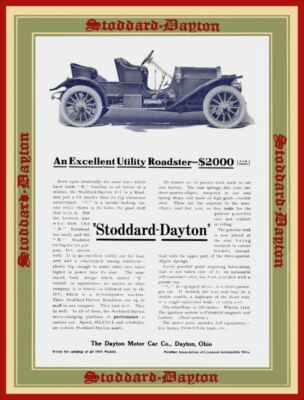 1910 Dayton Motor Car Co. NEW Metal Sign: Stoddard Dayton Roadster, Dayton OhiO