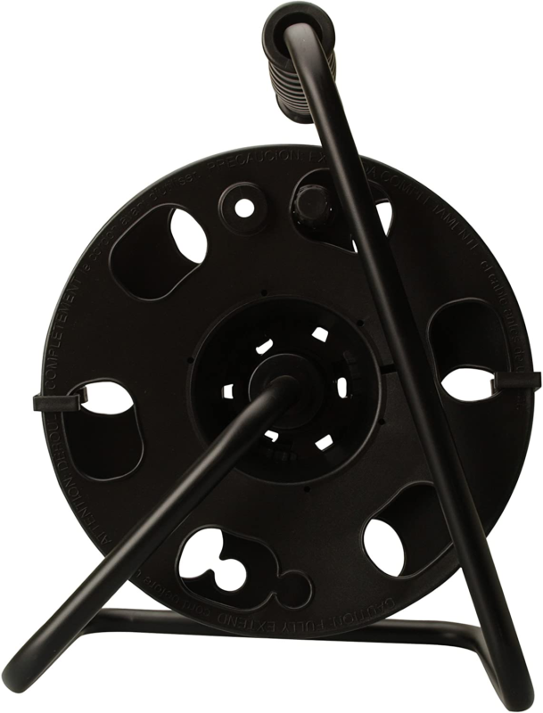 Extension Cord Storage Reel Metal Stand Black Heavy Duty Quick Snap Holds 100 Ft