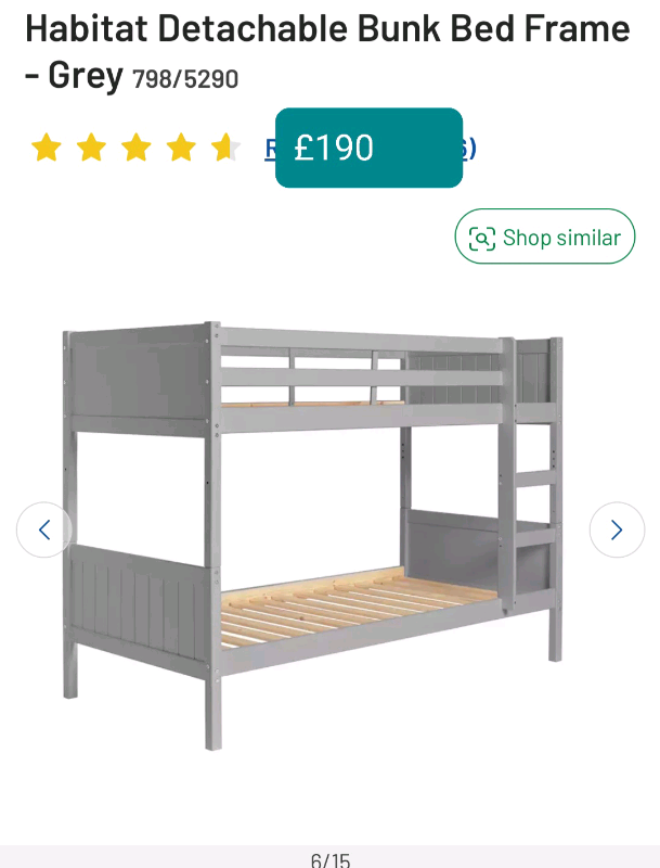 Detachable Bunk Bed Frame Grey Only, Argos Home Detachable Bunk Bed With Storage White