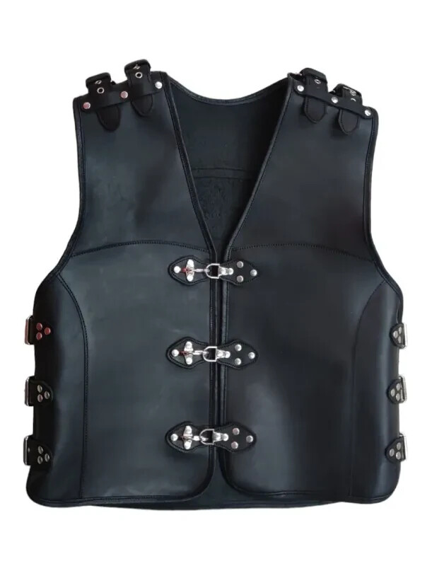 Pre-owned Handmade Motorcycle Vest For Unisex  Motorcycle Vest Leather Vest In Black