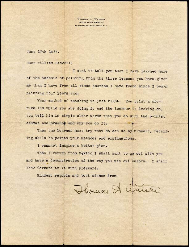 Thomas A. Watson - Typed Letter Signed 06/17/1934