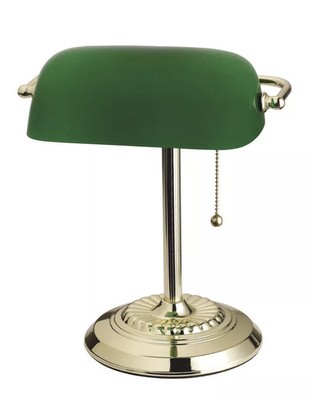 Bankers Lamp Brass Green Glass Vintage Desk Laboratory Student Library Reading 
