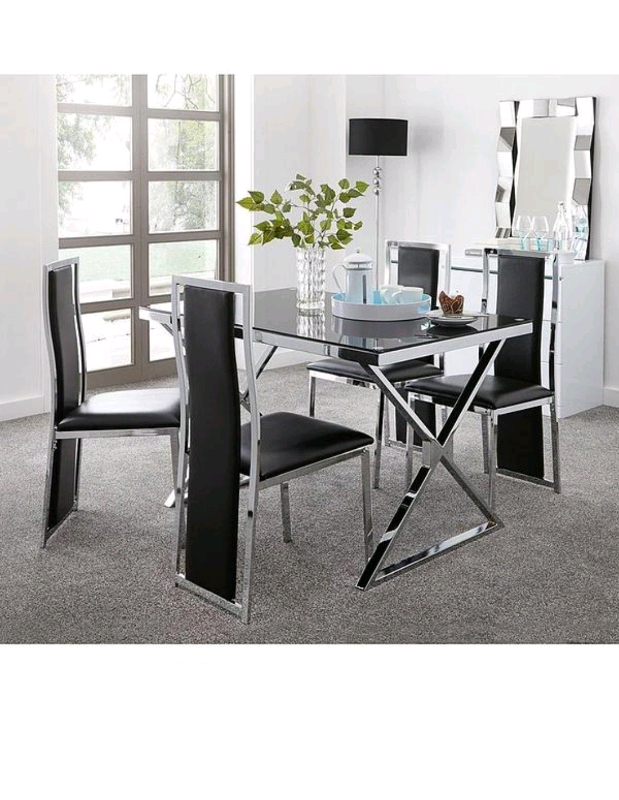 new dining set glass chrome table and 4 chairs in Eccles, Manchester