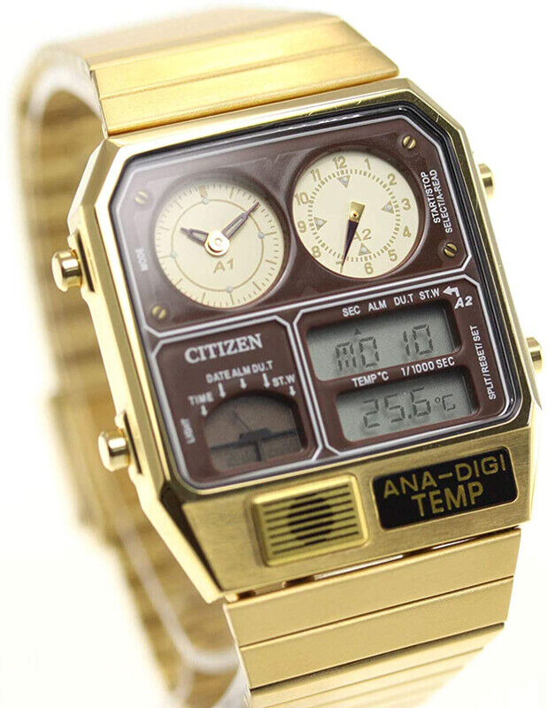 Pre-owned Citizen Ana-digi Temp Gold Jg2103-72x Analog Digital Brand Men`s Watch