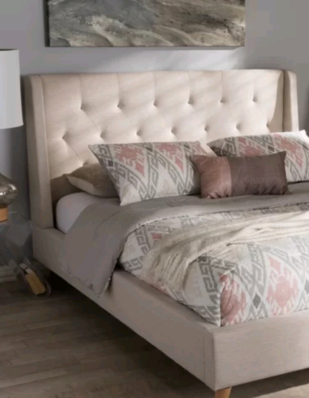 Wiltshire Upholstered Padded Light Beige Headboard, double bed size