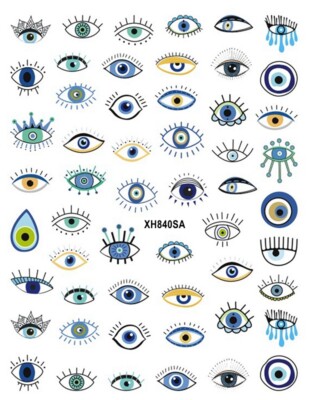 9 Types Hamsa Hand Evil Eye Nail Decal Sticker Hand of Fatima Sticker 