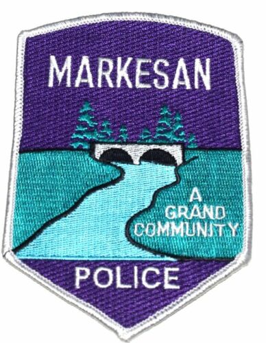 MARKESAN WISCONSIN WI Sheriff Police Patch RIVER BRIDE EVERGREEN TREES 