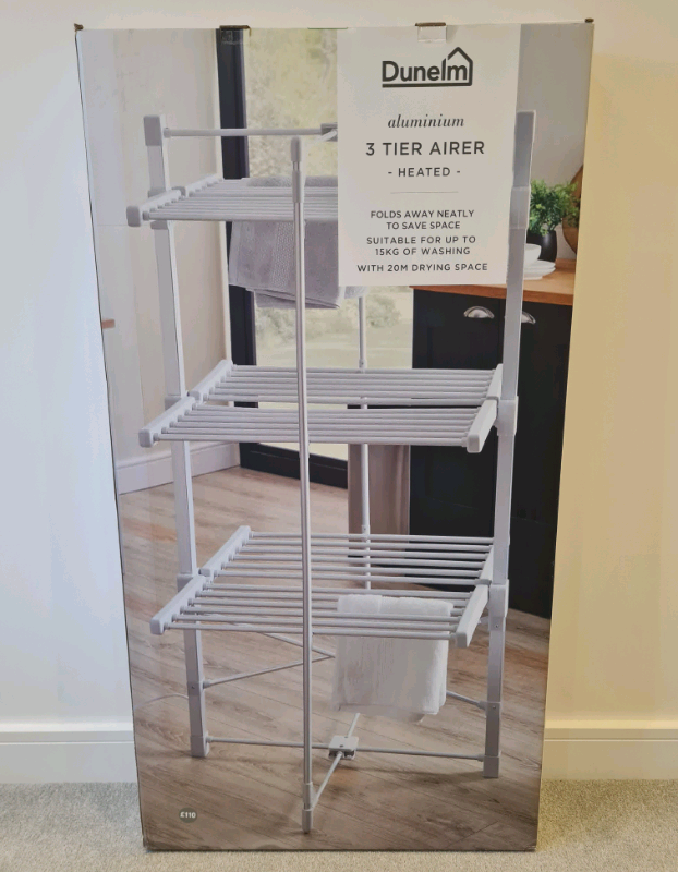 Dunelm 3 Tier Heated Airer Clothes Drying Rack Brand New & Sealed