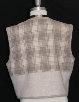 BEIGE & BROWN Plaid ~ WOOL Women German Austria Dress Skirt Coat VEST Eu 44/12 M