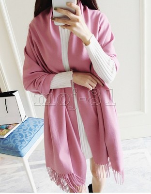 New Women39s Pink 100 Cashmere Pashmina Solid Tassel Shawl Wrap Scarf Scarves