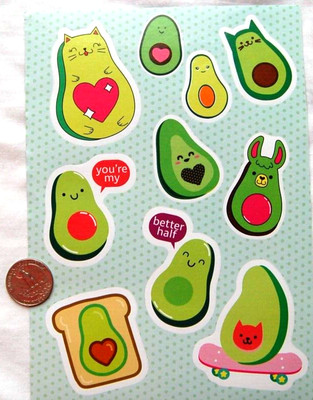 Fashion Angels stickers AVOCADO green heart pit cat llama toast better half