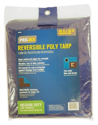 Projex PROJBB2030 Blue/Brown Reversible Medium Duty Polyethylene Tarp 20x30 ft.
