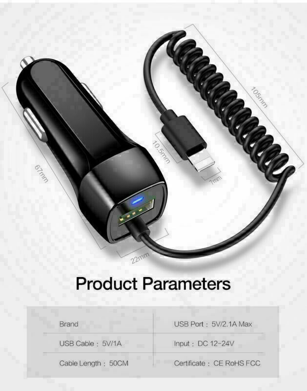 Car Charger For iPhone 13 12 11 Pro Max 8 7 + Fast Charging With Extra USB Port