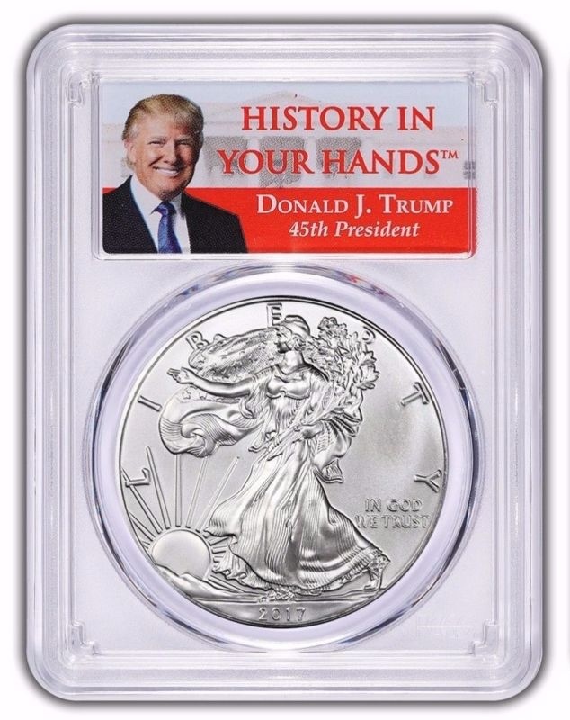 2017 Silver eagle PCGS MS69 Trump label First Day Of Issue 1 of 2,000