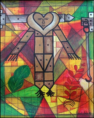 Haitian Art - Ogou by Lesly Cetout 18 x 24