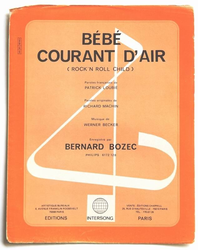 Partition Vintage Sheet Music Bernard Bozec : BÃ©BÃ© Courant D'Air * 70'S