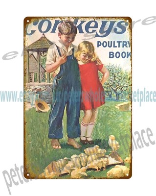 1936 Conkey's Poultry kids farm chicks tin sign bedroom decoration