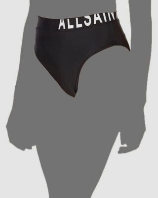 $65 AllSaints Women's Black High Waist Dara Racer Bikini Bottom Swimwear Size S