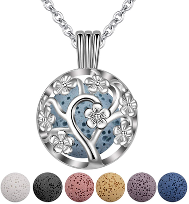INFUSEU Sakura Tree Aromatherapy Necklace Essential Oils Diffuser