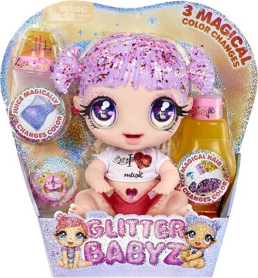 MGA Glitter Babyz - MELODY HIGHNOTE - Poupée Avec Cheveux Violets