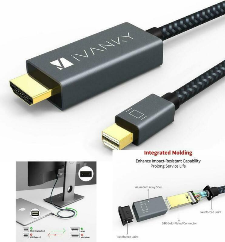 Mini Displayport Thunderbolt to HDMI CABLE iVanky 6.6ft Nylon Braided for MacBoo