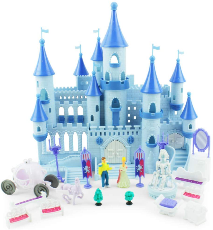 Boley Princess Castle Dollhouse - Small Plastic Doll House Pop-Up Castle Kit wit