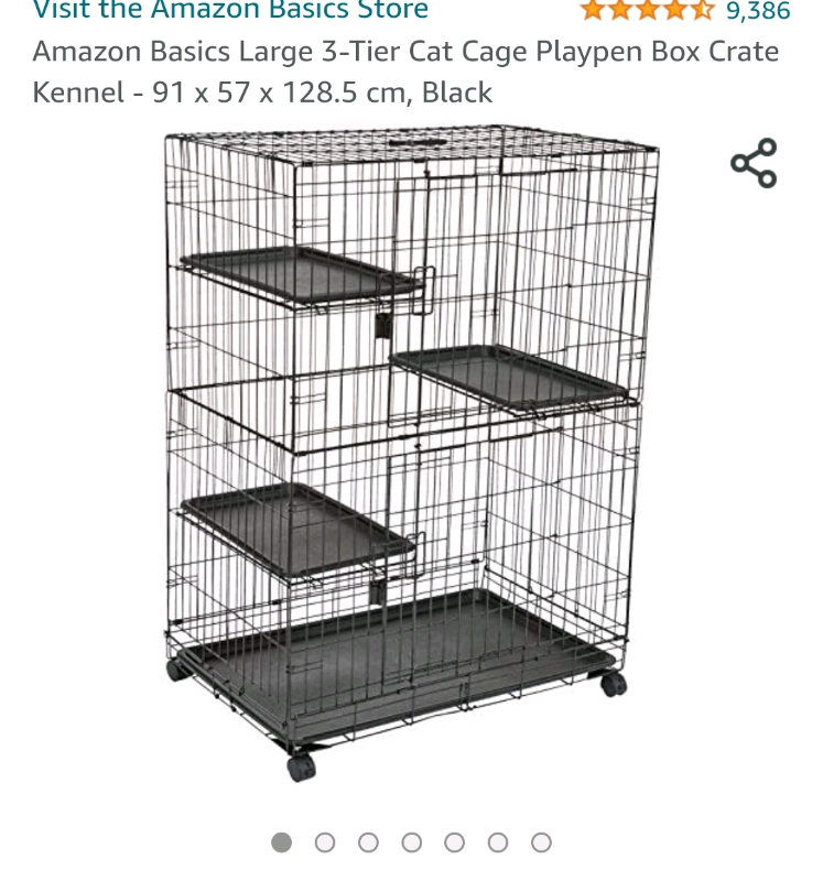 Large 3Tier Cat Cage Playpen Box Crate Kennel 91 x 57 x 128.5 cm, B