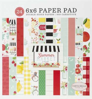 Carta Bella Double-Sided Paper Pad 6''X6'' 24/Pkg Summer Market, 12 Designs/2 Each