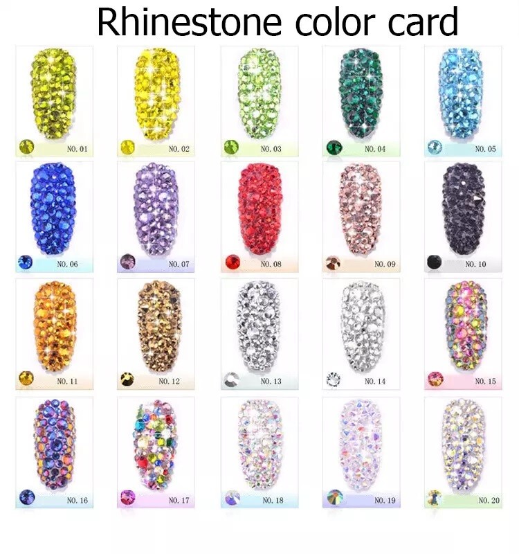 1304pcs Glitter Nail Art Rhinestones Flatback Crystal Gems 3D Rainbow Decoration