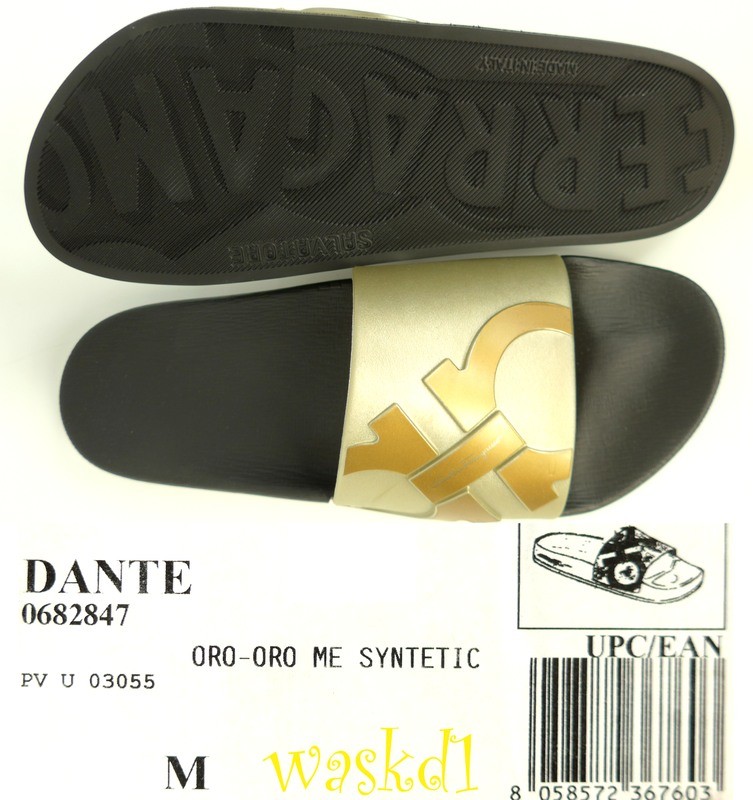 SALVATORE FERRAGAMO men 9M metallic DANTE slides FLIP-FLOPS shoes NIB Authentic!