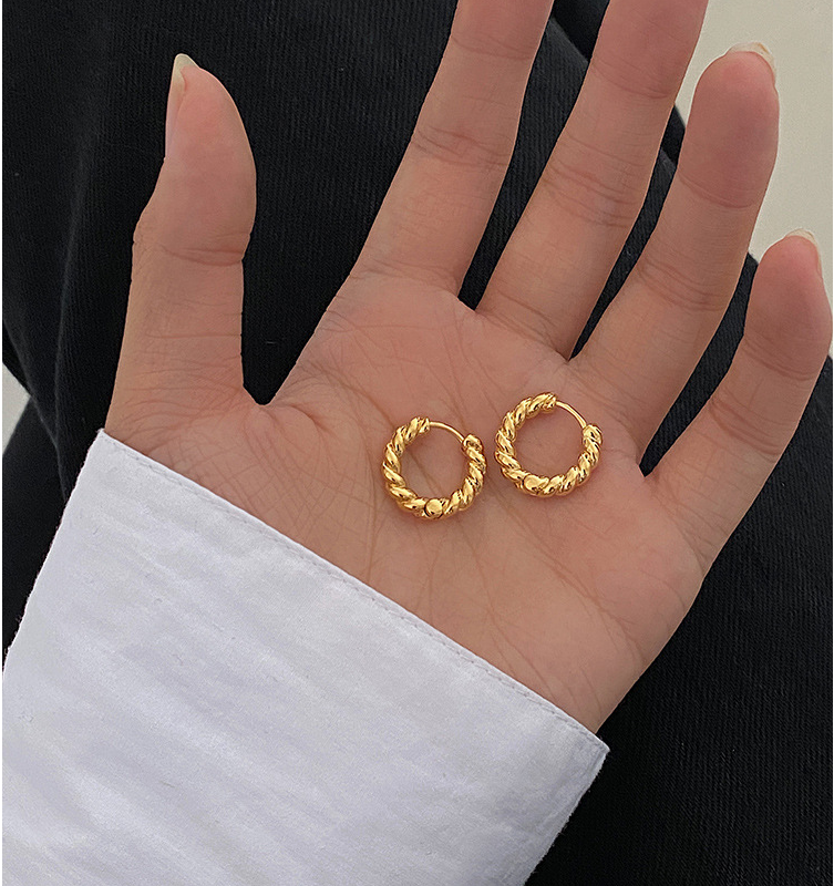 Women Girl 18K Gold Plated Small Twist Huggie Hoop Earrings Gift XJ5