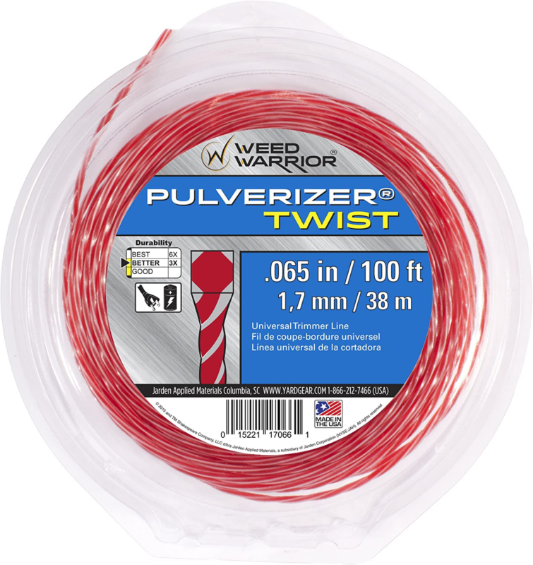 17066 .065 Diameter x 100' Bi-Component Twist Trimmer Line, Red Core/Silver Tips