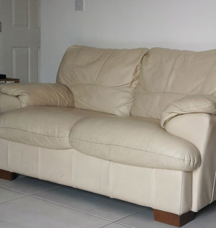 Cream leather sofa in Salford, Manchester Gumtree